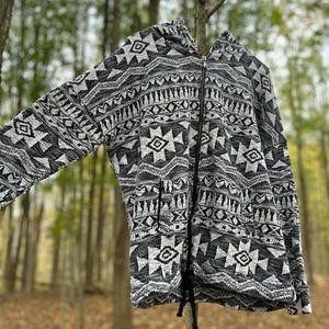 Vintage print zip up